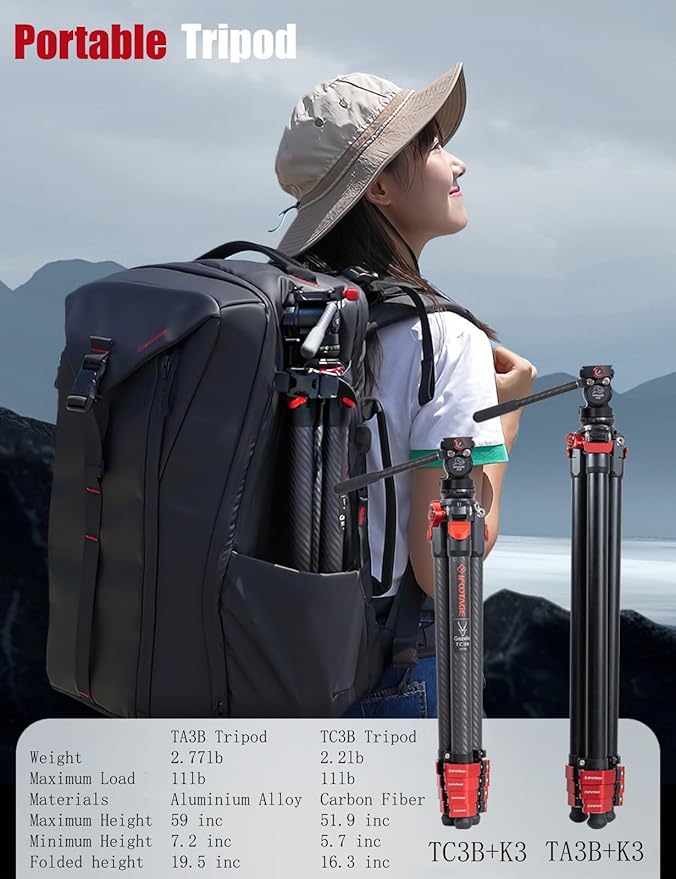 IFOOTAGE Gazelle TA3B+Komodo K3 Aluminum Camera Tripod with Fluid Head,Portable Travel Tripod,for Professional Photography, Content Creation, Vlogging and Video Production