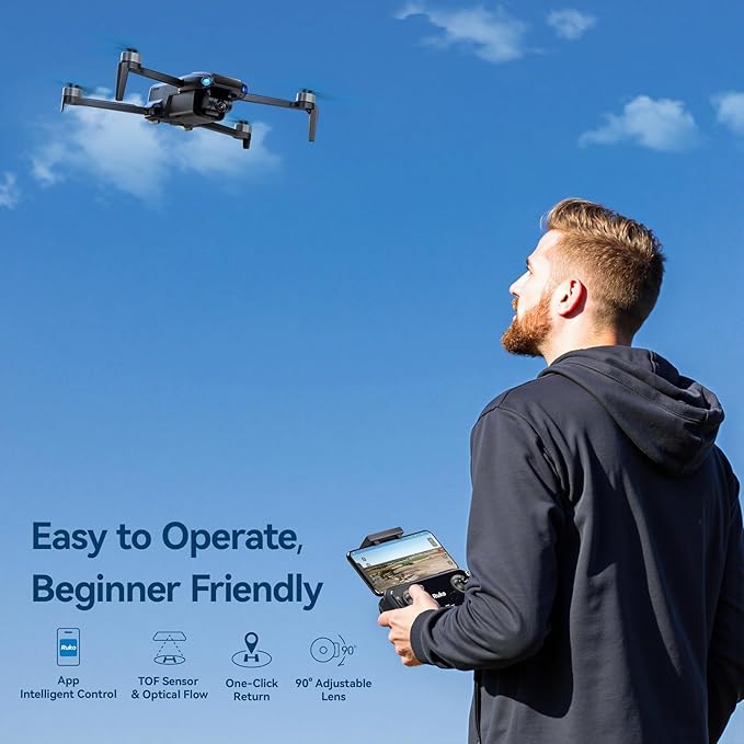Ruko U11MINI Drones with Camera for Adults 4K, 70Mins 2 Batteries, Under 250g, Camera Drone with GPS TOF 9800FT Long Range Auto return for beginner