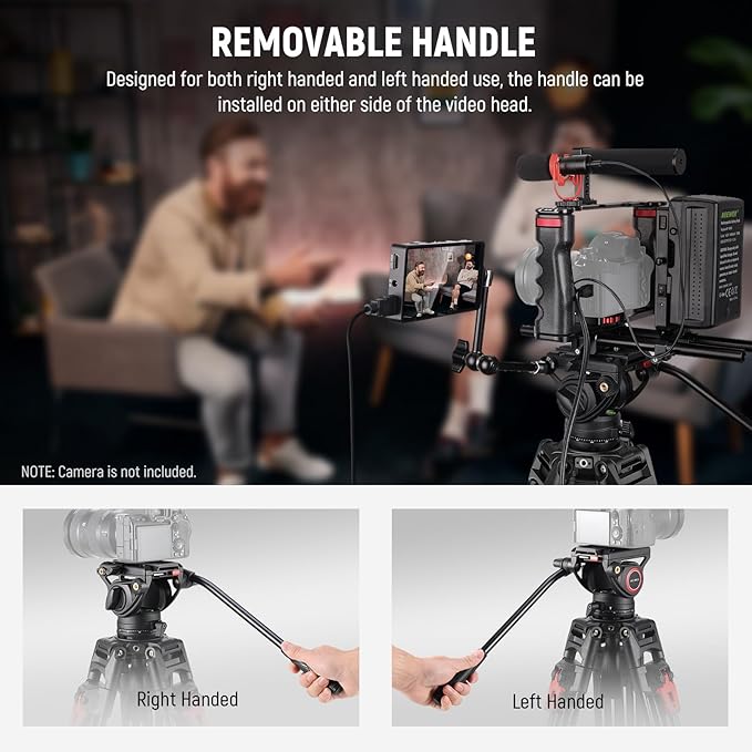 NEEWER 76" Video Camera Tripod with Fluid Head, One Step Quick Release Portable Tripod, Aluminum Heavy Duty Tripod Stand, Dual Mode QR Plate for DSLR Cameras Camcorders, Max Load 17.6lb, LL27