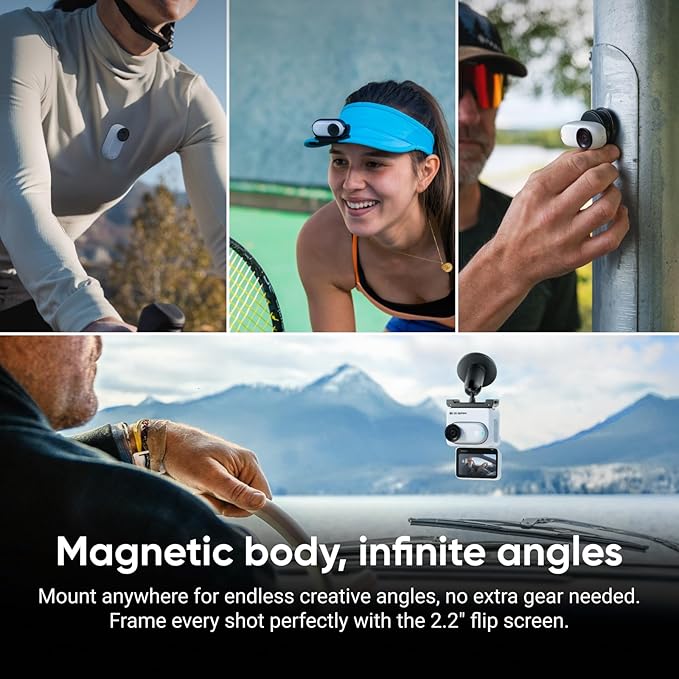 Insta360 GO 3S - 64 GB White 4K Tiny Portable Vlogging Camera, Hands-Free POVs, Mount Anywhere, 140 Min Battery Life, 10m Waterproof, Pet POV