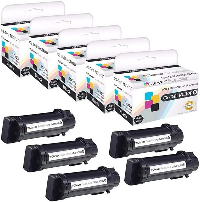 CS Replacement Toner Cartridge Compatible with Dell H625cdw NCH0D Black H625cdw H825cdw S2825cdn 5 Set