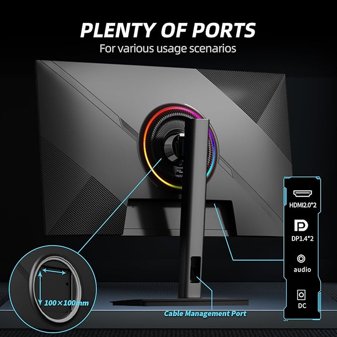 27 Inch 1440P QHD 240Hz Gaming Monitor, Fast IPS, 1ms 2K Gamer Monitor with HDR, 128% sRGB, FreeSync & G-Sync, Height/Pivot/Tilt/Swivel Vertical Monitor, Built-in Dual Speaker, HDMI/DP