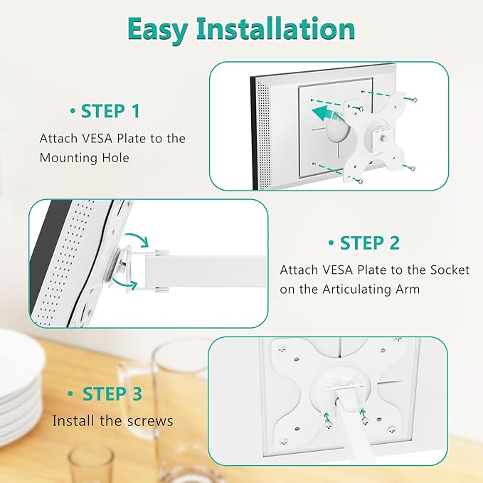 WALI Wall Mount for Echo Show 21, Echo Show 15, Adjustable Wall Mounting Bracket with Heavy Duty 15” Extension Arm, Rotate Tilt Swivel for Echo Show 21, Echo Show 15, Holds up to 33lbs, White