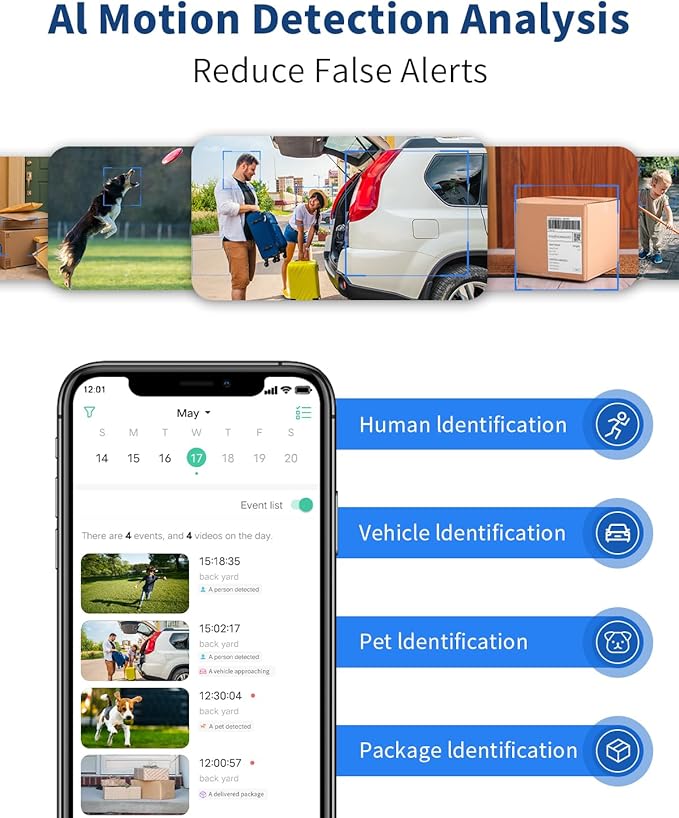 Security Cameras Wireless Outdoor, Battery Powered 2k Color Night Vision, AI Motion Detection, IP66 Weatherproof, 2-Way Talk, SD/Cloud Storage, 2.4Ghz WiFi Cameras for Home Security