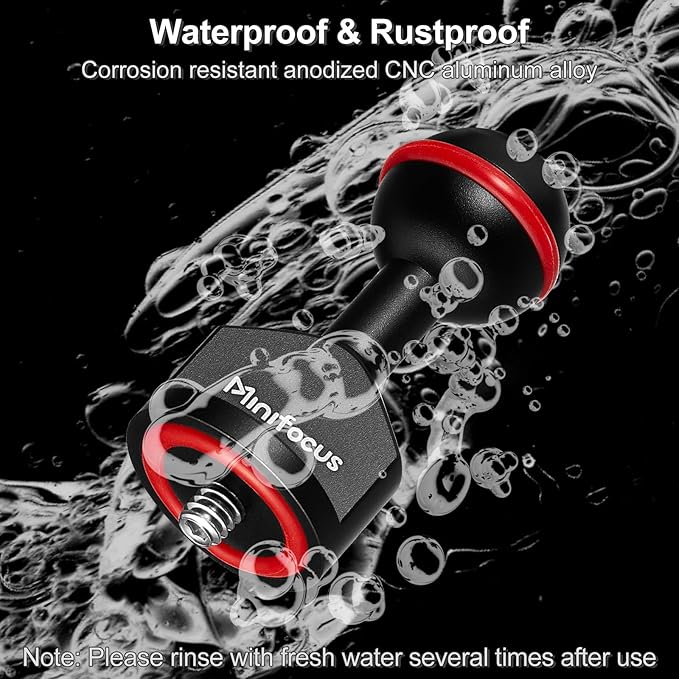 MINIFOCUS 2Pcs 1'' Ball Adapter to 1/4"-20 Screw, Universal Ball Joint Bracket with 1/4" Screw Base Adapter for Underwater Camera Arm Tray Diving Photography System