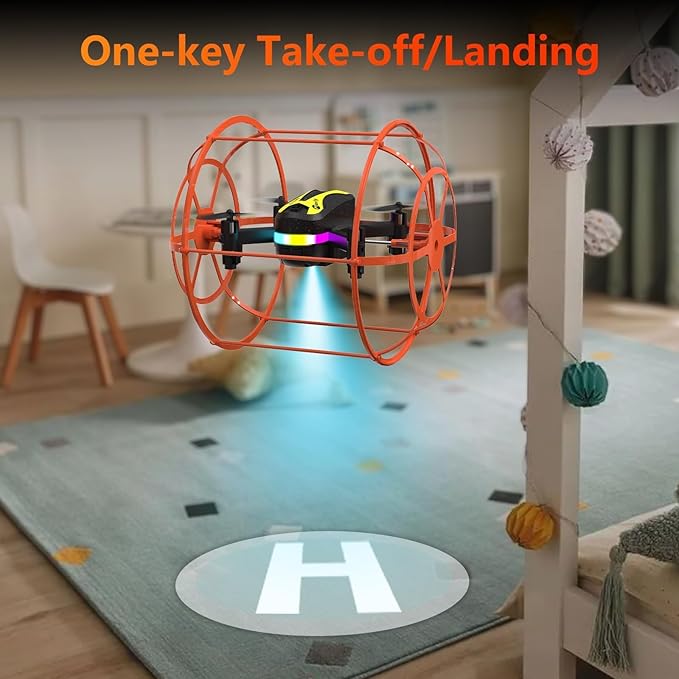 M17 Protective Cover Mini Drone RC Quadcopter for Beginners Land-Air Dual Mode Drone Headless Mode 3 Speed Modes 3D Flip Rechargeable Battery One Key Control