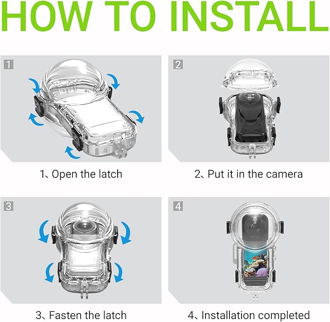 Invisible Dive Housing Case for Insta360 X5,Waterproof Up to 60M/196ft Invisible Underwater Photography Housing, X5 Protective Cover Shell with Bracket Accessories2