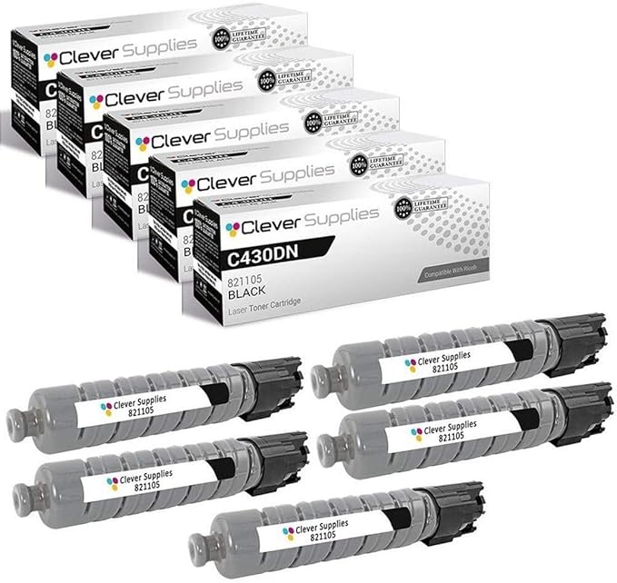 CS Replacement Toner Cartridge Compatible with Ricoh C430DN 821105 Black Color Laser Aficio SP C430DN Aficio SP C431DN Aficio SP C431DN-HS Aficio SP C431DNHT 5 Black Set