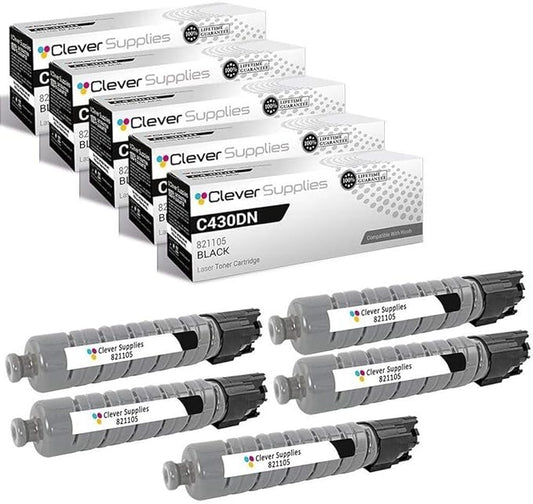 CS Replacement Toner Cartridge Compatible with Ricoh C430DN 821105 Black Color Laser Aficio SP C430DN Aficio SP C431DN Aficio SP C431DN-HS Aficio SP C431DNHT 5 Black Set
