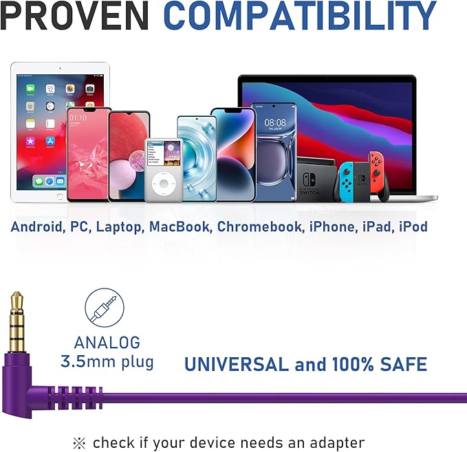 LUDOS FEROX Wired Earbuds in-Ear Headphones, 5 Years Warranty, Earphones with Microphone, Noise Isolation Corded for 3.5mm Jack Ear Buds for iPhone, Samsung, Laptop, Kids, School Students - Purple