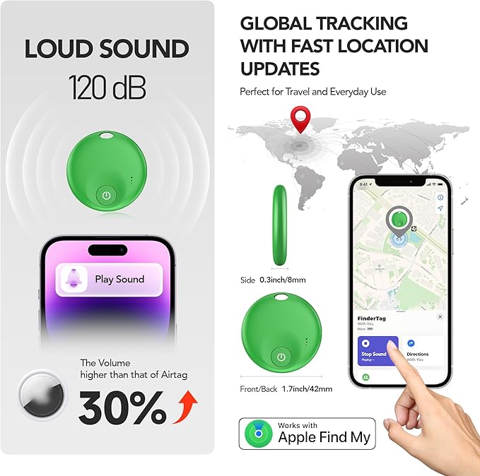Air Tracker Tags-4 Pack, Smart Bluetooth5.3 Tracker, Item Finder Work with Apple Find My, Tracker Tag Locator for Keys, Luggage, Backpack, Suitcase, Pets, Bike, 120dB Sound(iOS Only) (4Colors)