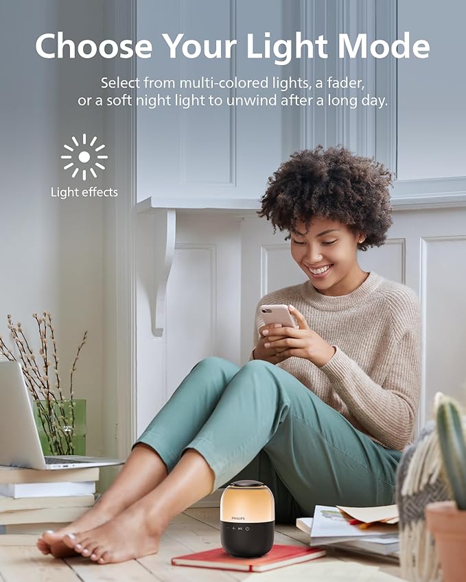 Philips S2108 Portable Bluetooth Speaker, 5W RMS, 7H Playtime, TWS Stereo Pairing, LED Light Effects, USB-C Charging – Punchy bass, Compact Wireless Speaker for Home, Outdoor, Travel