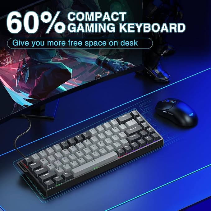 AULA WIN68 HE PRO - Hall Effect Gaming Keyboard with Magnetic Switch, Fast Trigger Mode Adjustable Actuation, 8KHz Polling Rate, Wired RGB Backlit Mechanical Gaming Keyboard 60 Percent Compact Design