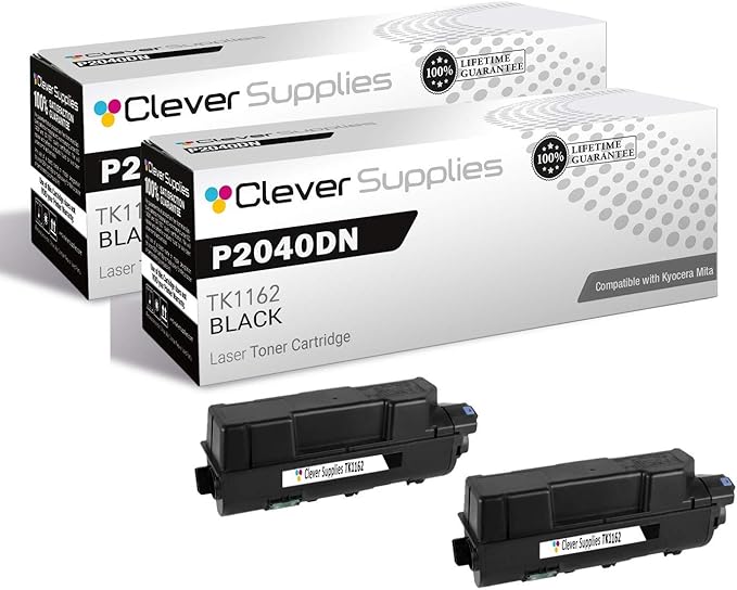 CS Replacement Toner Cartridge Compatible with Kyocera Mita P2040dn TK1162 Black Ecosys P2040dn P2040dw Toner Cartridge 2 Pack