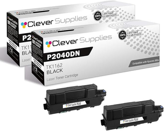 CS Replacement Toner Cartridge Compatible with Kyocera Mita P2040dn TK1162 Black Ecosys P2040dn P2040dw Toner Cartridge 2 Pack