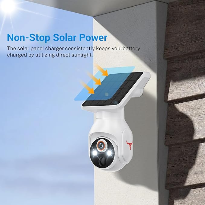 Solar-Powered 1080p Battery Camera, Security Cameras Wireless Outdoor for Home Surveillance, AI Human Detection, Cloud Storage (Sold Separately), 2.4G WiFi Only, Color Night Vision (WiFi)