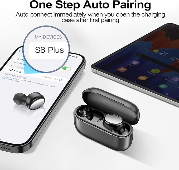 kurdene Wireless Earbuds Bluetooth 5.4 in Ear Buds Light Weight Headphones,Deep Bass Sound,Built in Mics Headset,Clear Calls Earphones for Sports Workout