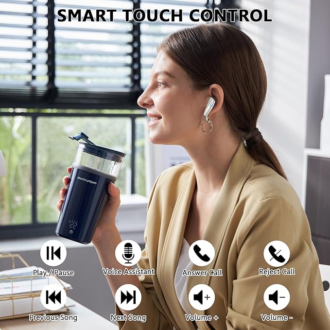 Wireless Earbud, Bluetooth Headphones 5.3 Built in 4 ENC Mic, Stereo Bass Wireless Earphones, 40H Bluetooth Earbud in-Ear Dual LED Display, USB-C, IP7 Waterproof Sport Ear Buds for Android iOS, Sliver