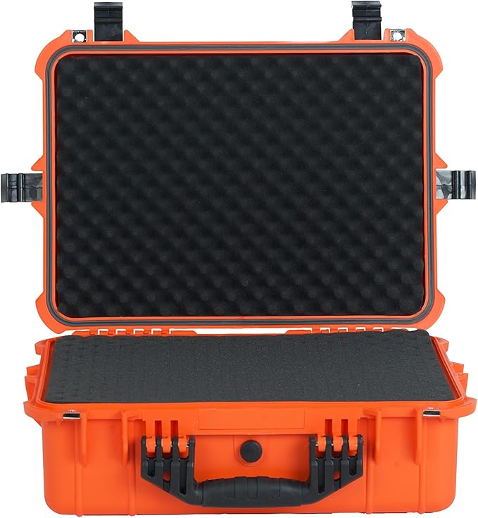 MEIJIA Portable Waterproof Protective Case,Hard Camera Case,Customized Fit Foam Inserted, Elegant Black,Fit for Camera, Equipments, Lens,Drones(Black)