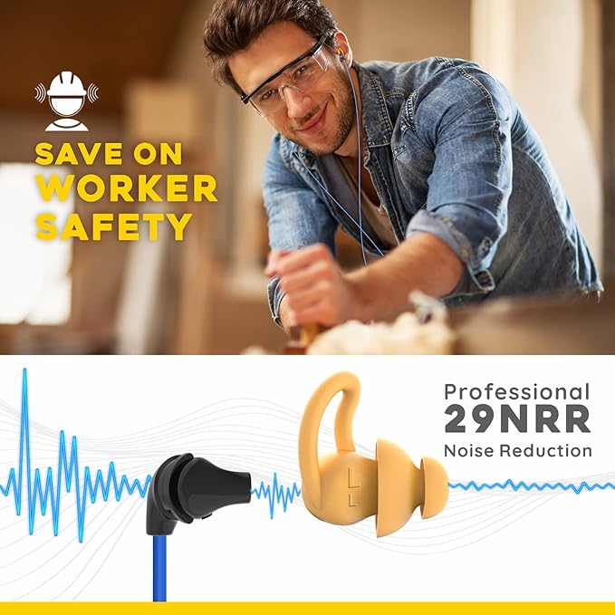 MIPEACE Ear Plug Headphones for Work, Custom-fit Work Earbuds Earphones-Safety Headphones for Construction Industrial