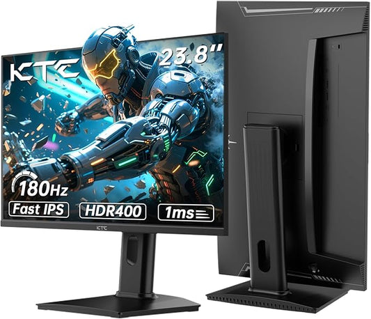 KTC 24 inch Gaming Monitor QHD 180Hz, Fast IPS 1440p Computer Monitor, Up to 185Hz, 1ms, G-Sync/FreeSync, HDR400, Height Adjustable, 2 x HDMI, 1 x DP H24T7