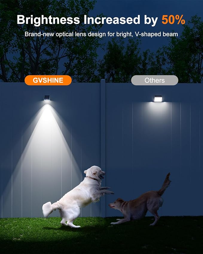 12 Pack Decorative Solar Powered Fence Lights Outdoor Waterproof with Cool White LED Spot Lens, for Outside Wall, Deck, Patio, Yard, Rail, Designed for Enhanced Security, Easy Install(White Shell)