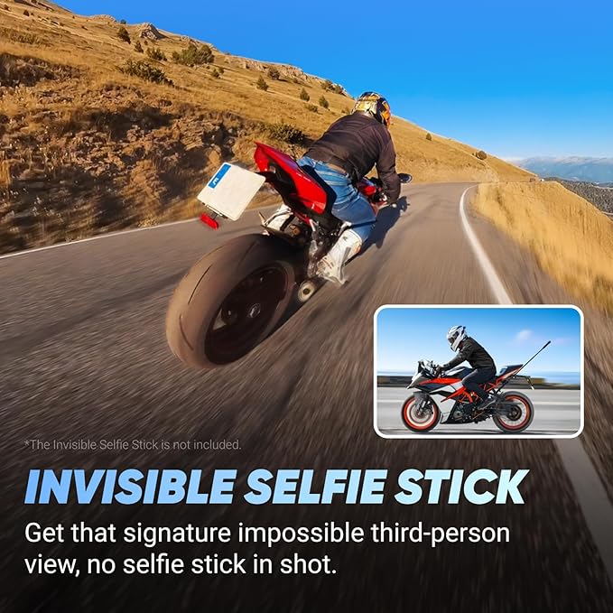 Insta360 X4 Motorcycle Handlebar Bundle - Waterproof 8K 360 Action Camera, 4K Wide-Angle Video, Invisible Selfie Stick Effect, Removable Lens Guards, 135 Min Battery Life, AI Editing, Stabilization