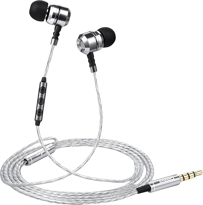 Sephia SP3060VC Wired Earbuds with Microphone, Deep Bass in-Ear Headphones with Noise Isolation, 10mm Drivers, Tangle-Free Cable, 3.5mm Jack