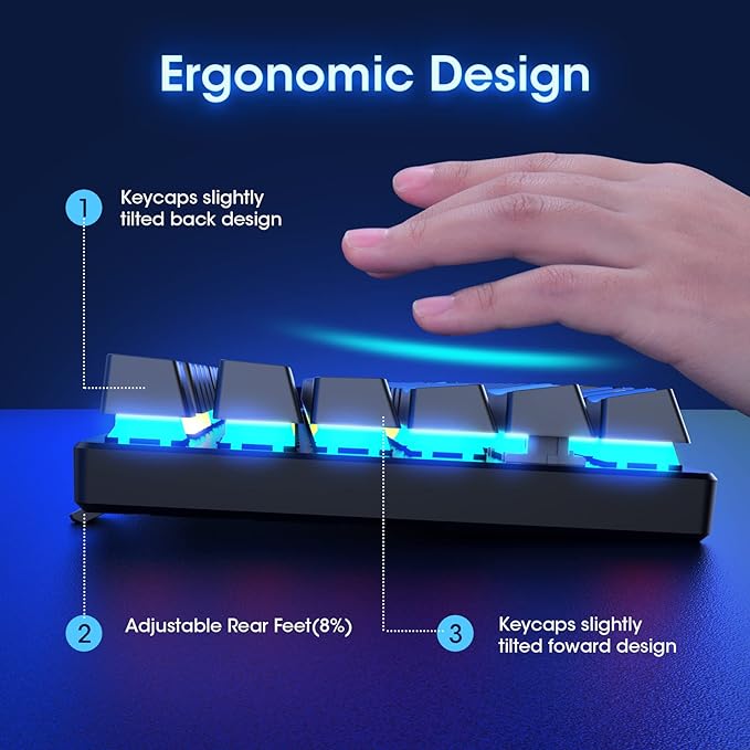 RisoPhy Mechanical Gaming Keyboard, RGB 104 Keys Ultra-Slim LED Backlit USB Wired Keyboard with Blue Switch, Durable Abs Keycaps/Anti-Ghosting/Spill-Resistant Computer Keyboard for PC Mac Xbox Gamer