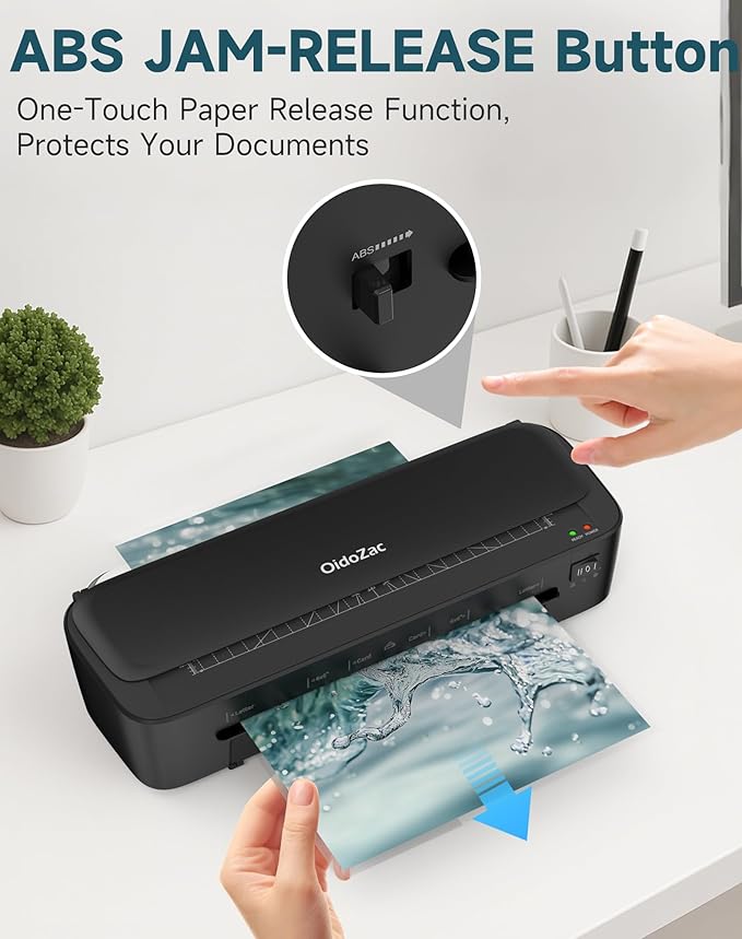 Laminator Machine, 11 in 1 Laminating Never Jam Technology with 36 Laminating Sheets, 9 Inch Thermal Laminator A4 Laminating Machine Hot & Cold Mode for Home Office School Black