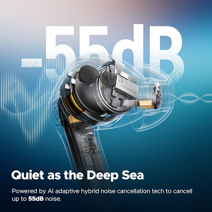 SoundPEATS Air5 Pro Hi-Res Wireless Earbuds, LDAC & aptX Lossless, 10mm Hi-Fi Driver, Snapdragon Sound, Adaptive ANC, 37H Battery, BT 5.4, IPX5 Waterproof, Multipoint Connection