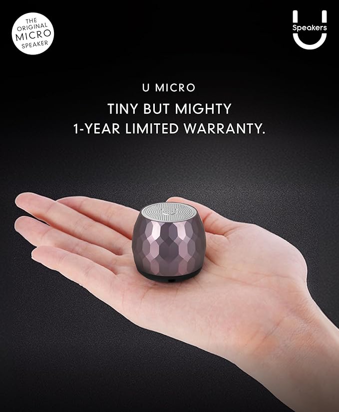 Fashionit U Micro - Small Bluetooth Speaker | Coin-Sized Speakers Bluetooth Wireless with Built-in Mic & Remote Shutter | Portable Rich Sound for Travel, Shower, Beach | Glam Lilac