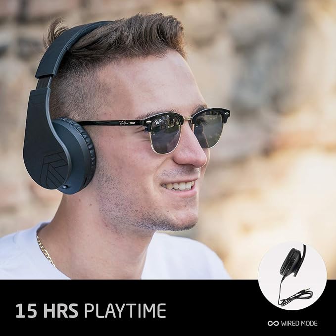 PowerLocus Bluetooth Over-Ear Headphones, Wireless Stereo Foldable Headphones Wireless and Wired Headsets with Built-in Mic, Micro SD/TF, FM for iPhone/Samsung/iPad/PC (Black)