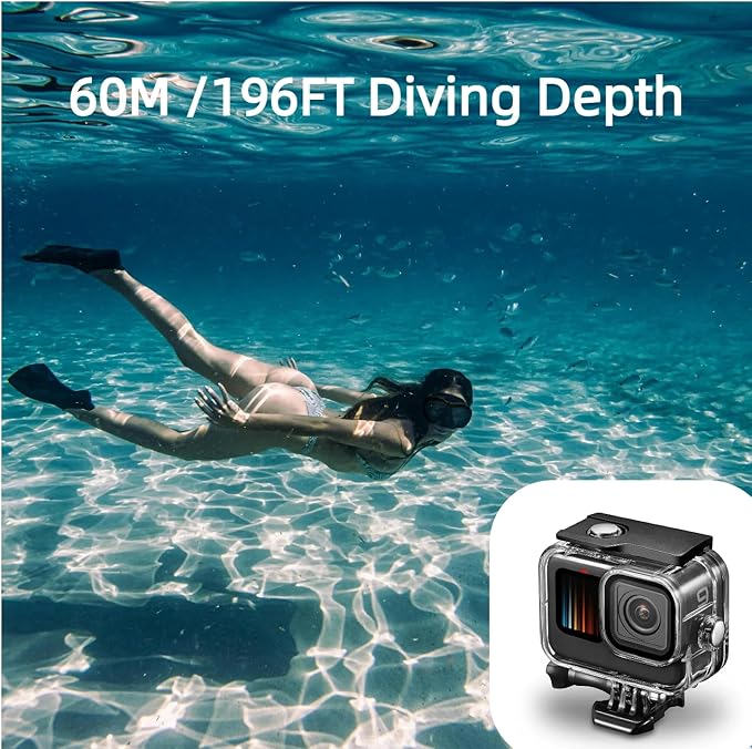 Waterproof Housing Case with 3Pack Filters for Go Pro Hero 13/12/11/10 9 Black,Protective Underwater Dive Shell Floating Stick Action Dive Accessory (Hero 13/12/11/10/9 Black case+3 Filters)