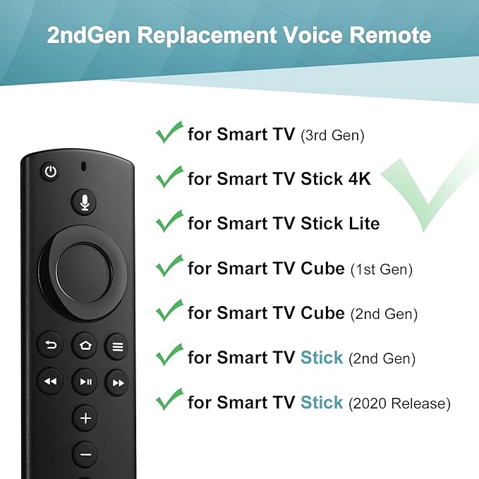 Voice Remote Replacement for TVs Stick(2nd Gen,Lite),Tv Stick 4K,TV Cube,3rd Gen Smart TV,Not for Insignia/Pioneer Smart TVs