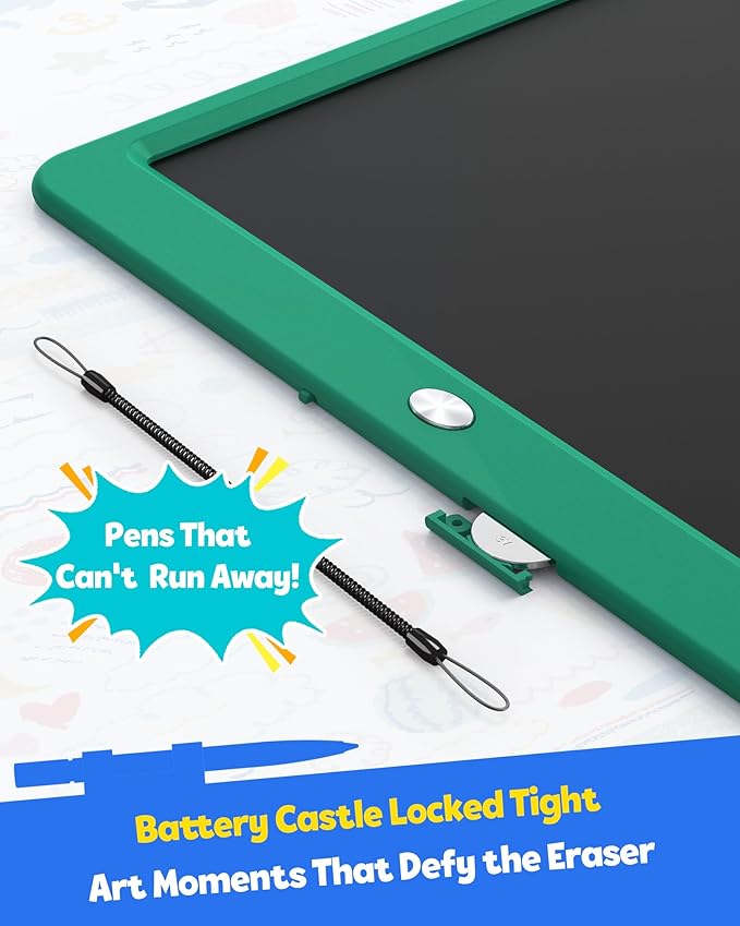 TEKFUN LCD Writing Tablet for Kids Boys Toys, 12 Inch Erasable Doodle Board Colorful Drawing Pad, Board Games Outdoor Travel Toys Gifts for Toddlers Boys Adults (Green)