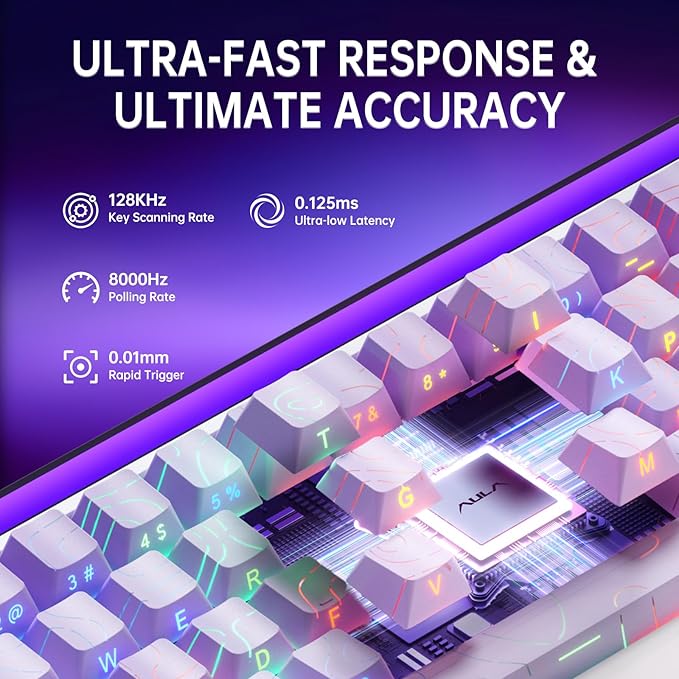 x AULA HERO 68 HE 60% Gaming Keyboard Wired, Hall Effect Mechanical Keyboard Mini with Adjustable Actuation, Rapid Trigger Mode, 8K Hz Polling Rate,0.125ms Latency,Side Printed PBT Keycaps,RGB Backlit