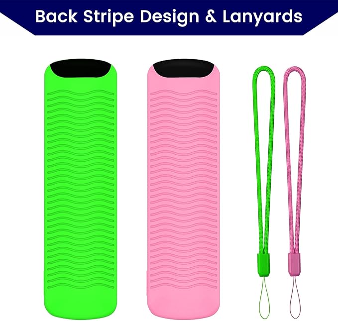2 Packs Glow Remote Cover Compatible with Amazon Fire TV Stick, HD, 3rd Gen., 4K Remote Controls, Anti-Slip Silicone Case with Lanyard, Glow in The Dark, Glow Green & Glow Pink