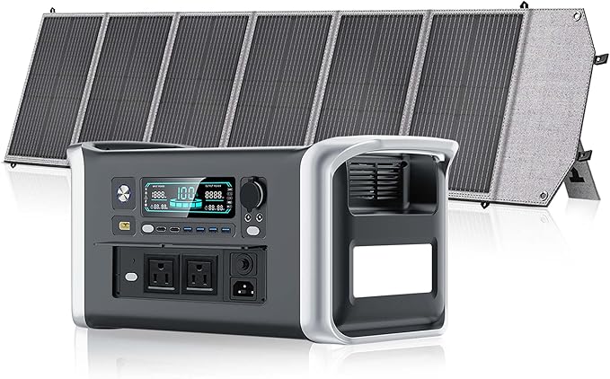 1600W Portable Power Station with 200W Solar Panel - 1024Wh Solar Generator 1000W AC Output Fast Charging 0-80% in 1Hr for RV Camping Off-Grid Living
