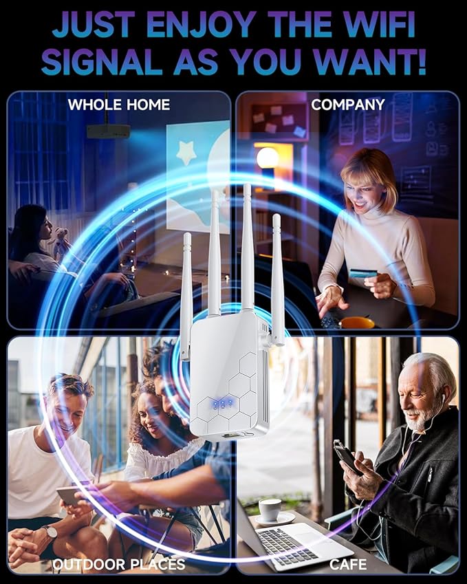 2025 WiFi Extender Internet Booster, 10000 Sq.ft Long Range Repeater Wireless Routers Amplifier, Mesh Wi-Fi 80% Faster | Broader Than Ever, Support More Network Devices at Home, 1-Tap Setup