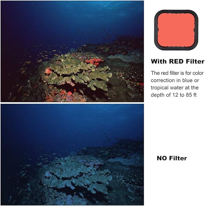 3-Pack Dive Filter (Red, Light Red, Magenta) for GoPro Hero 5 6 7 Black Hero(2018) Super Suit Housing - Color Correction in Scuba Diving, Snorkeling and Underwater Photos and Videos