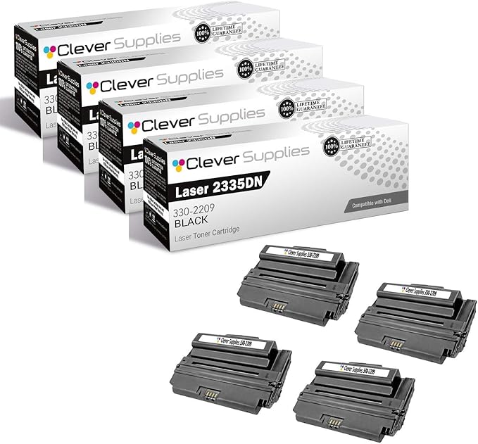 CS Replacement Toner Cartridge Compatible with Dell Laser 2335DN 330-2209 Black Laser 2335dn 2355dn Toner Cartridge 4 Pack