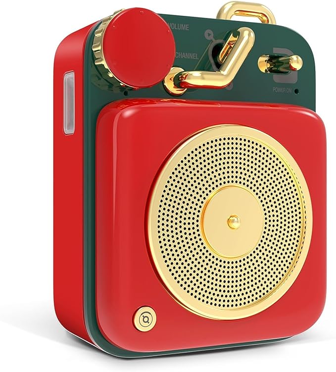 Muzen Mini Bluetooth Speaker, Button Small Cute Portable Metal Retro Wireless Speaker with Loud Volume Great Sound and Portable Lanyard & Gift Bag for Office Classic Vintage Decor