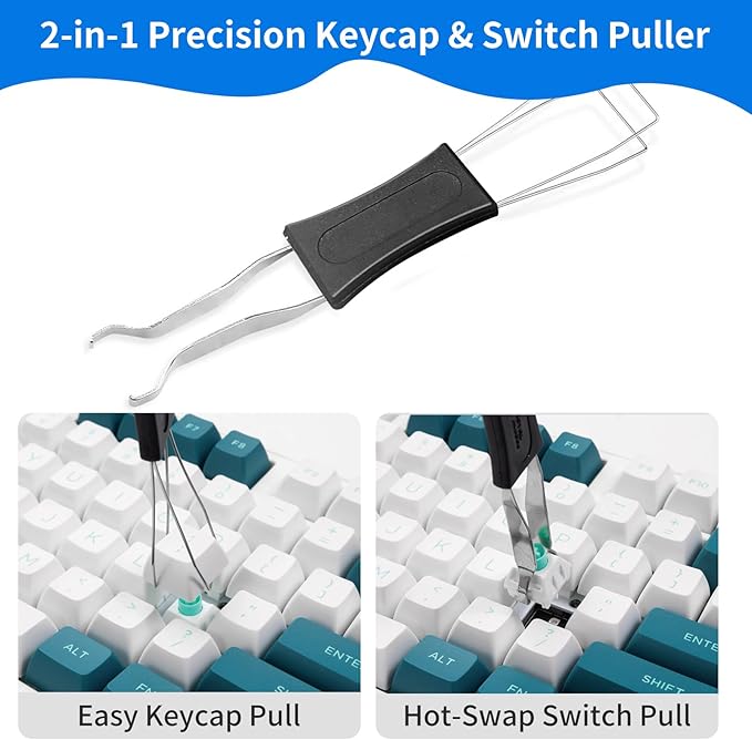 6PCS Keyboard Cleaning Kit with Keycap Puller & Switch Puller, Mini Anti-Static Dust Brush for Computer Motherboard Camera Small Space, Stainless Steel Key Remover for Mechanical Keyboard