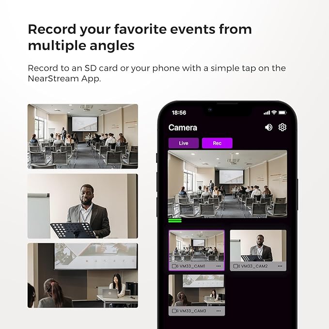 VM46 Wireless Live Streaming Camera, 4K Camera for Streaming with 8-Mic Noise Canceling Array, 60X Hybrid Zoom, 6H Battery, App Control,Stream to YouTube/Twitch/Facebook/RTMP via LTE/Wi-Fi