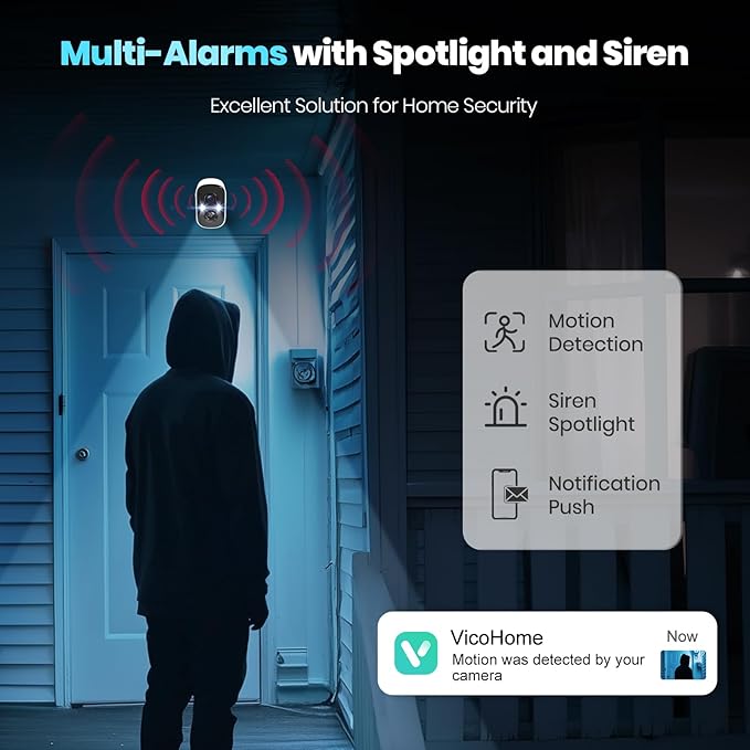 Techage Security Cameras Wireless Outdoor, 2K Battery Powered Cameras for Home Security with AI Motion Detection, 2.4G WiFi, Color Night Vision, 2-Way Talk, IP66 Waterproof, Cloud/SD Storage 2 Pack