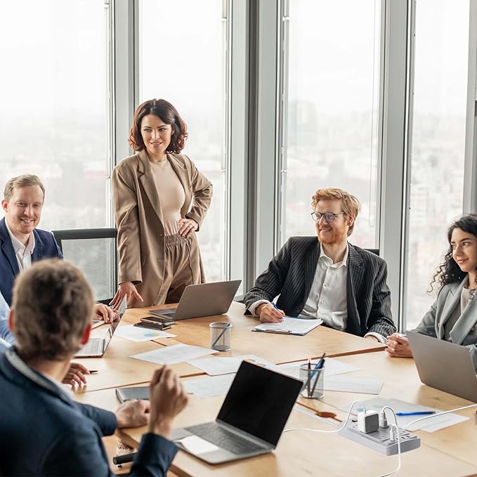 Surge Protector Power Strip - Nuetsa Flat Plug Extension Cord with 8 Outlets and 4 USB Ports, 6 Feet Power Cord (1625W/13A), 2700 Joules, ETL Listed, Grey