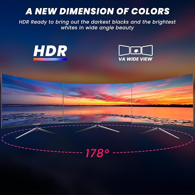 1800R 27 inch Curved Monitor 1080p,Borderless Display,4000:1 Contrast Ratio,75Hz Computer Monitor with FreeSync & Eye-Care,Tilt Adjustable for Home Office,Eye Comfort(HDMI Cable Included)