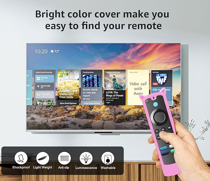 3 Packs Silicone Remote Cover Case Glow in The Dark, Anti-Slip Silicone Protective Case with Lanyard(Green & Blue & Pink)