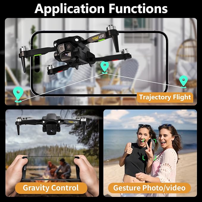 TD12LCD Drone with LCD Screen Remote Control Brushless Motor WiFi Real-time Transmission Drones for Adults Drone with Camera Foldable Quadcopter for Beginners